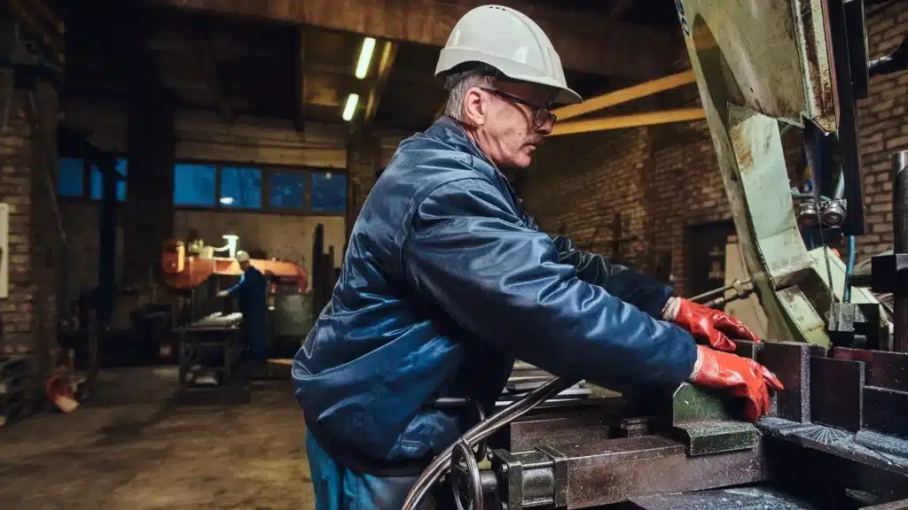 Skilled fabrication engineer working in a sheet metal manufacturing plant