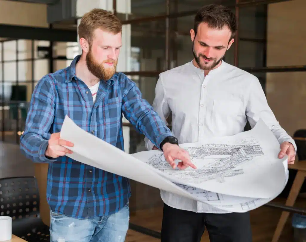 BIM coordinator and BIM manager collaborating on construction project models